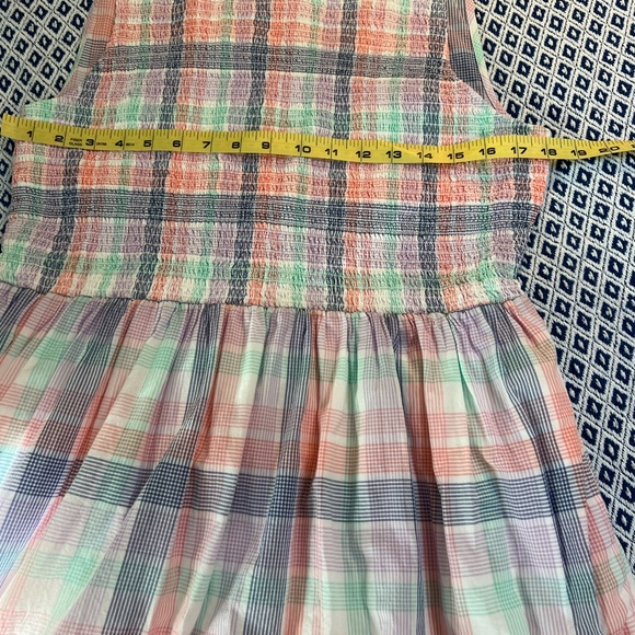 J. Crew Pastel Plaid Sleeveless MIDI Dress Smocked LG Spring Beach Cruise - Picture 7 of 8
